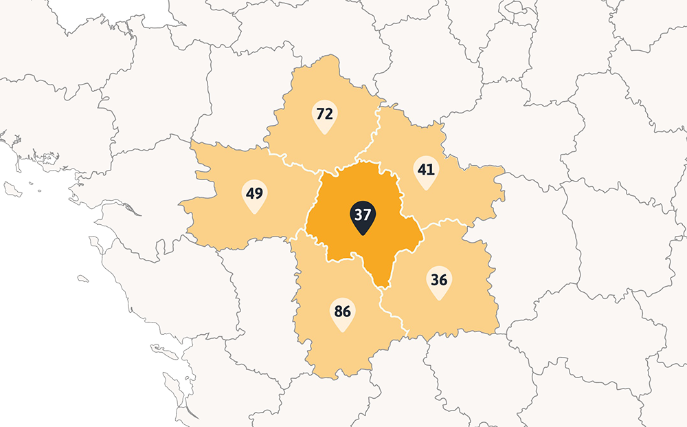 Carte des départements français en couleur